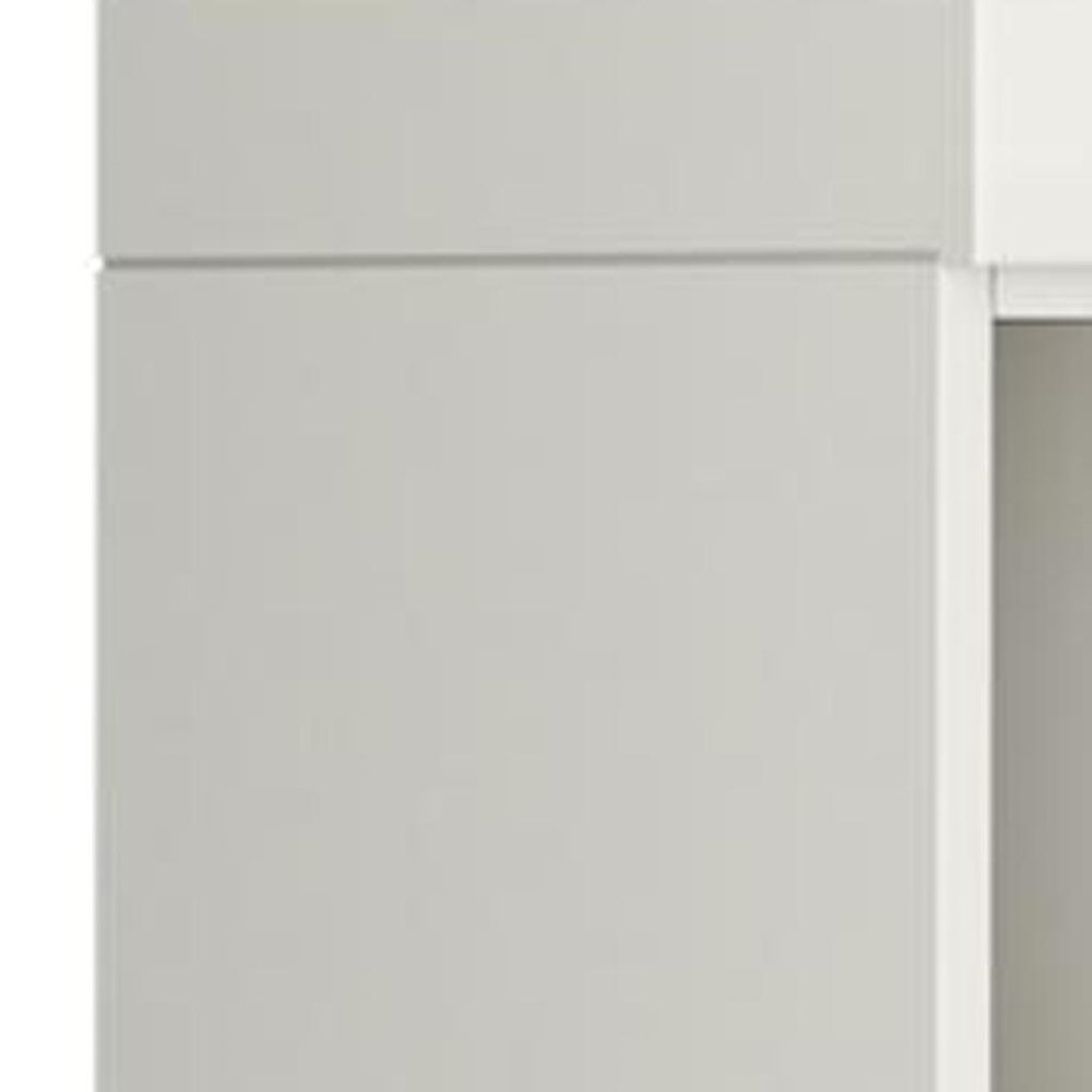 72" Off White Solid Wood Adjustable Six Tier Library Bookcase with Two Doors — view 3