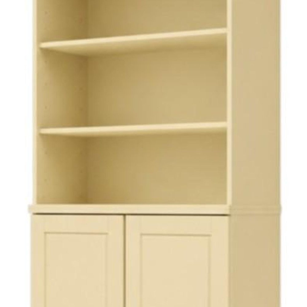 72" Yellow Solid Wood Adjustable Six Tier Library Bookcase with Two Doors HomeRoots