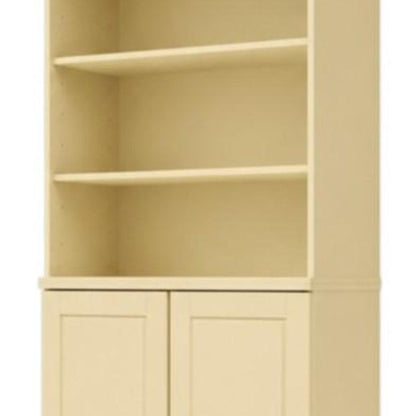 72" Yellow Solid Wood Adjustable Six Tier Library Bookcase with Two Doors HomeRoots