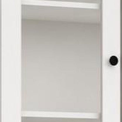 72" White Solid Wood Adjustable Six Tier Library Bookcase with Four Doors HomeRoots