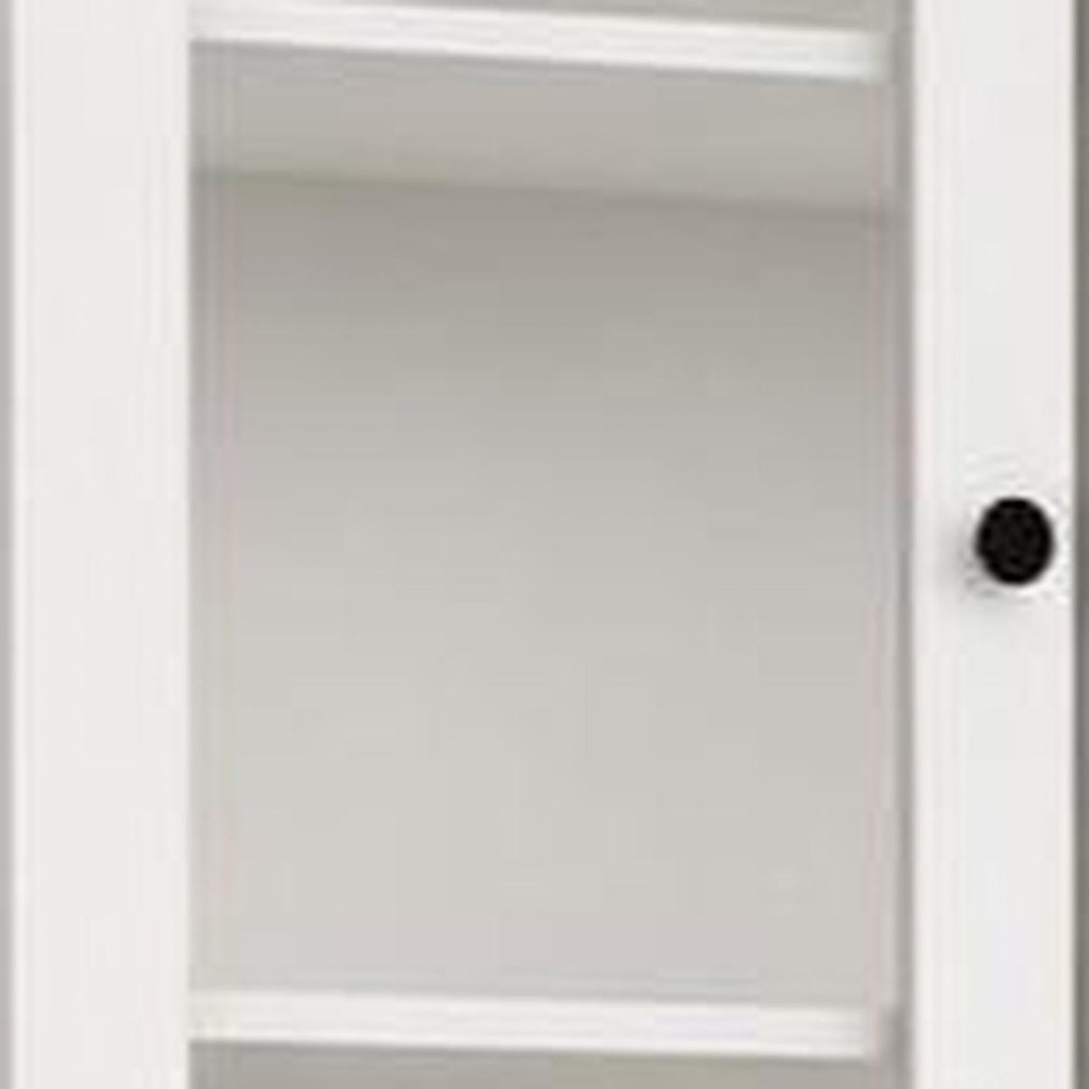 72" White Solid Wood Adjustable Six Tier Library Bookcase with Four Doors — view 5