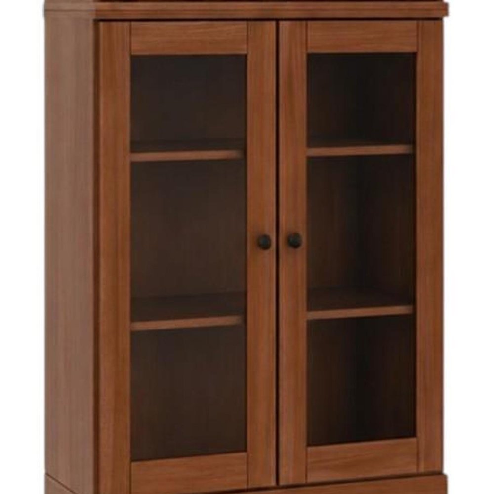 72" Coffee Solid Wood Adjustable Six Tier Library Bookcase with Four Doors — view 5