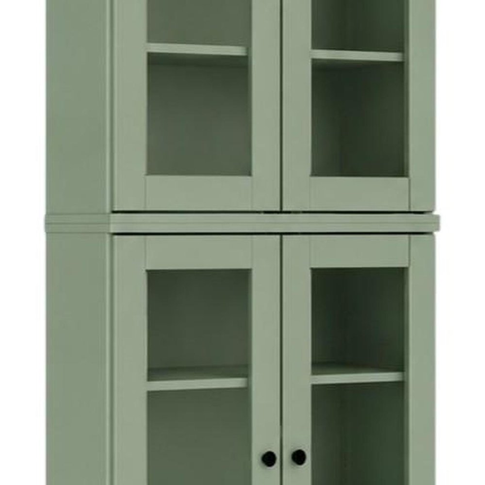 72" Sage Solid Wood Adjustable Six Tier Library Bookcase with Four Doors — view 5