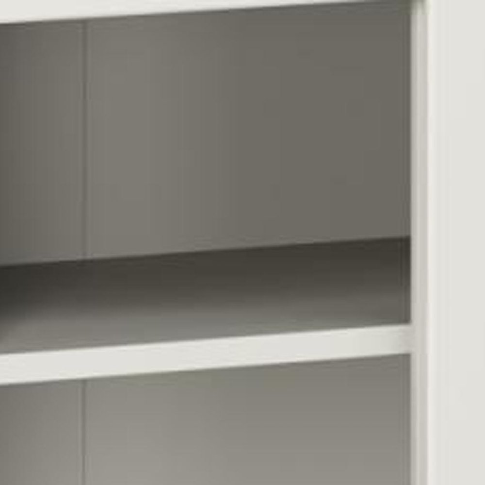 72" Off White Solid Wood Adjustable Six Tier Library Bookcase with Four Doors — view 3