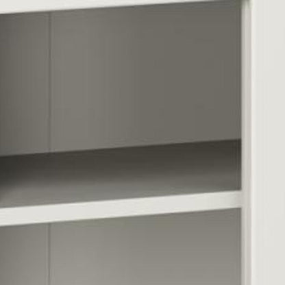 72" Off White Solid Wood Adjustable Six Tier Library Bookcase with Four Doors HomeRoots