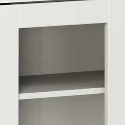 72" Off White Solid Wood Adjustable Six Tier Library Bookcase with Four Doors HomeRoots