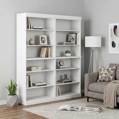 72" White Solid Wood Adjustable Twelve Tier Library Bookcase HomeRoots