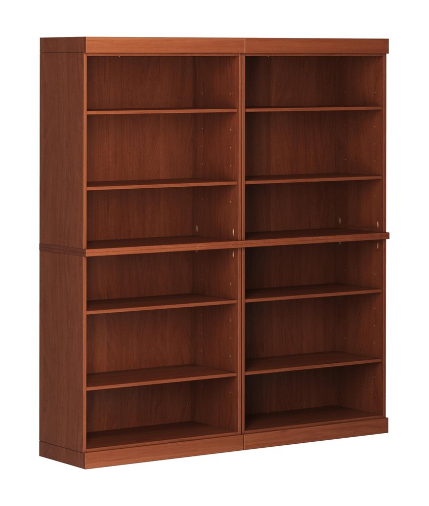 72" Coffee Solid Wood Adjustable Twelve Tier Library Bookcase — view 1