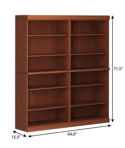72" Coffee Solid Wood Adjustable Twelve Tier Library Bookcase HomeRoots