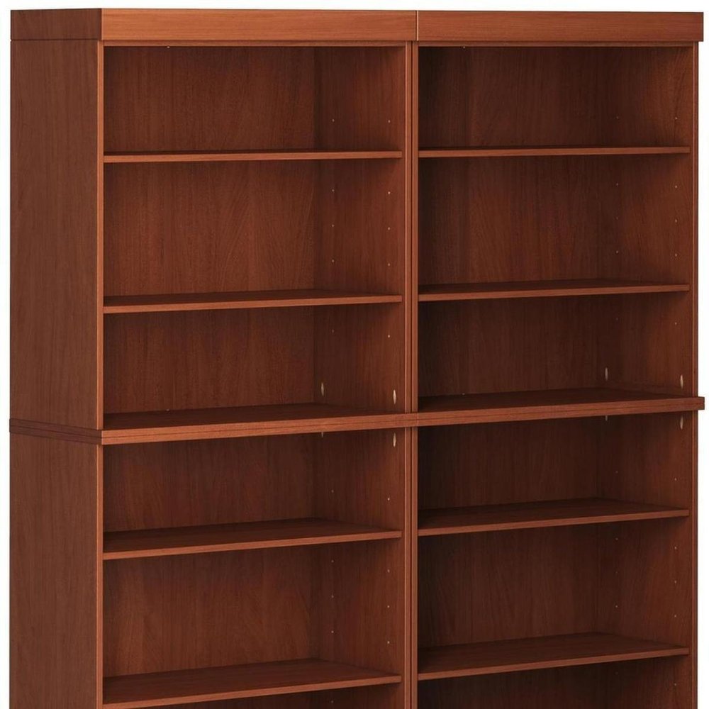 72" Coffee Solid Wood Adjustable Twelve Tier Library Bookcase — view 6