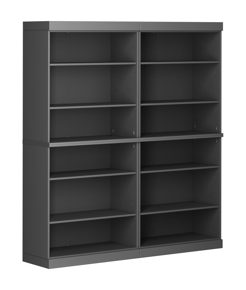 72" Gray Solid Wood Adjustable Twelve Tier Library Bookcase — view 1