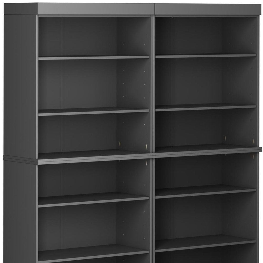 72" Gray Solid Wood Adjustable Twelve Tier Library Bookcase — view 3