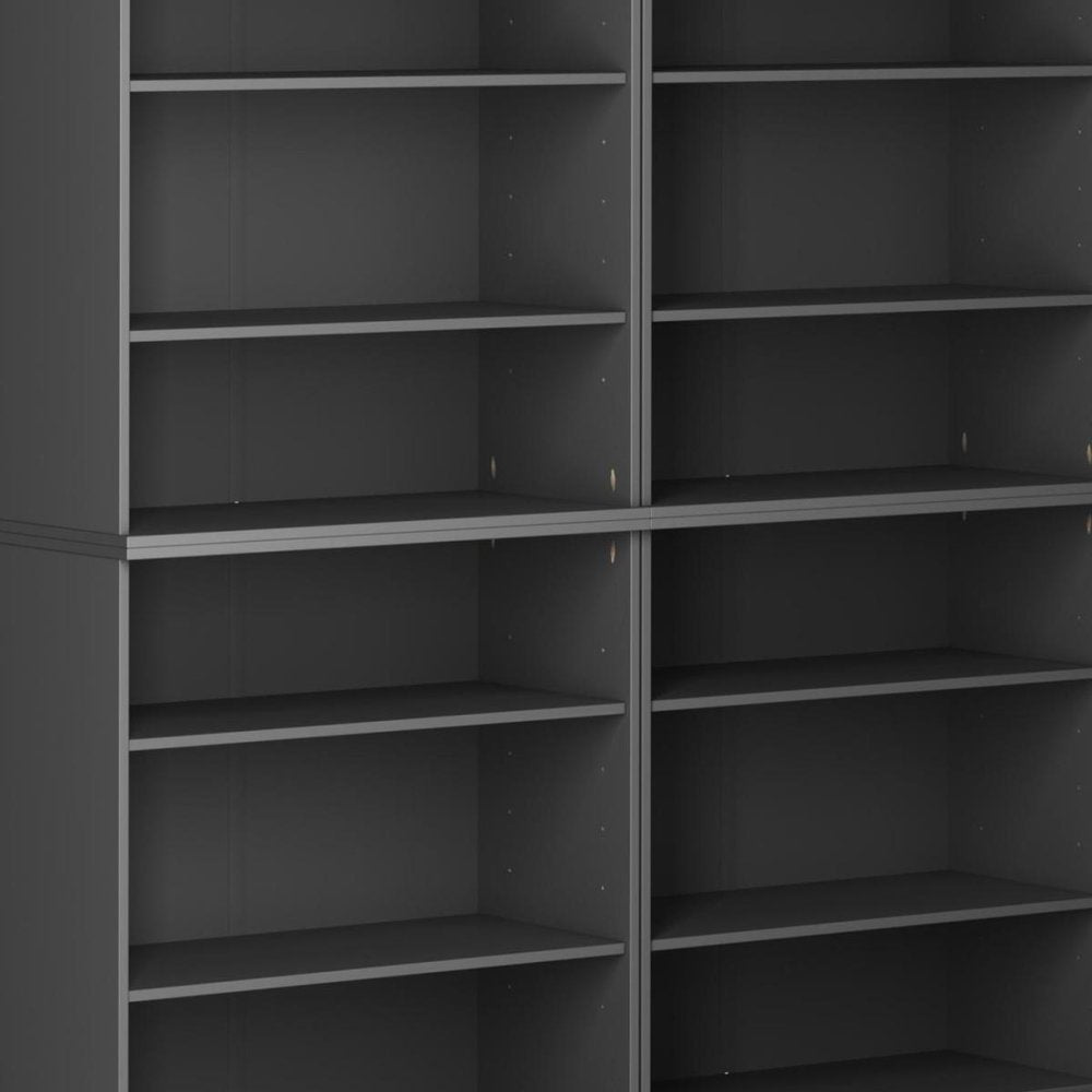 72" Gray Solid Wood Adjustable Twelve Tier Library Bookcase — view 5