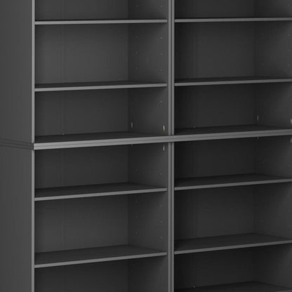 72" Gray Solid Wood Adjustable Twelve Tier Library Bookcase