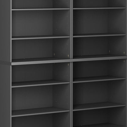 72" Gray Solid Wood Adjustable Twelve Tier Library Bookcase