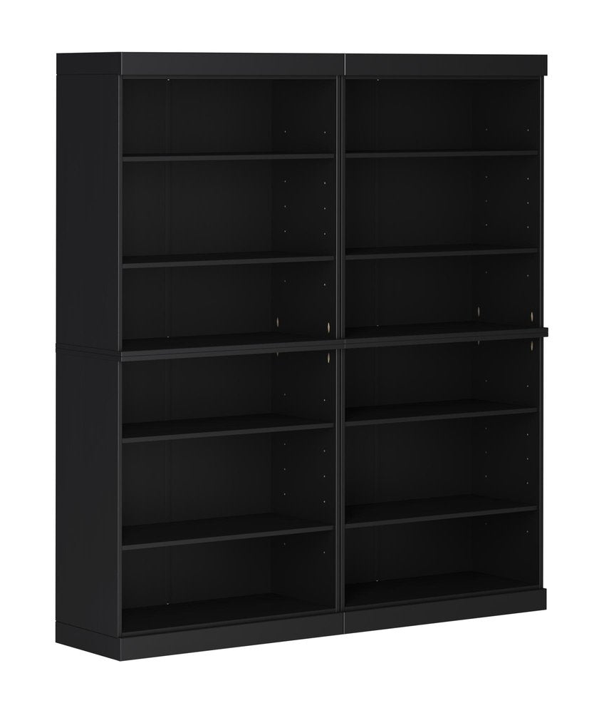 72" Black Solid Wood Adjustable Twelve Tier Library Bookcase HomeRoots