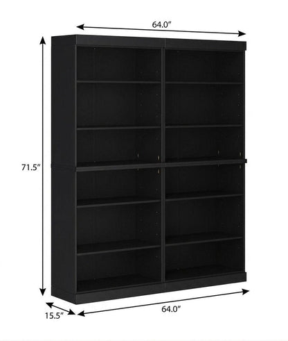 72" Black Solid Wood Adjustable Twelve Tier Library Bookcase HomeRoots