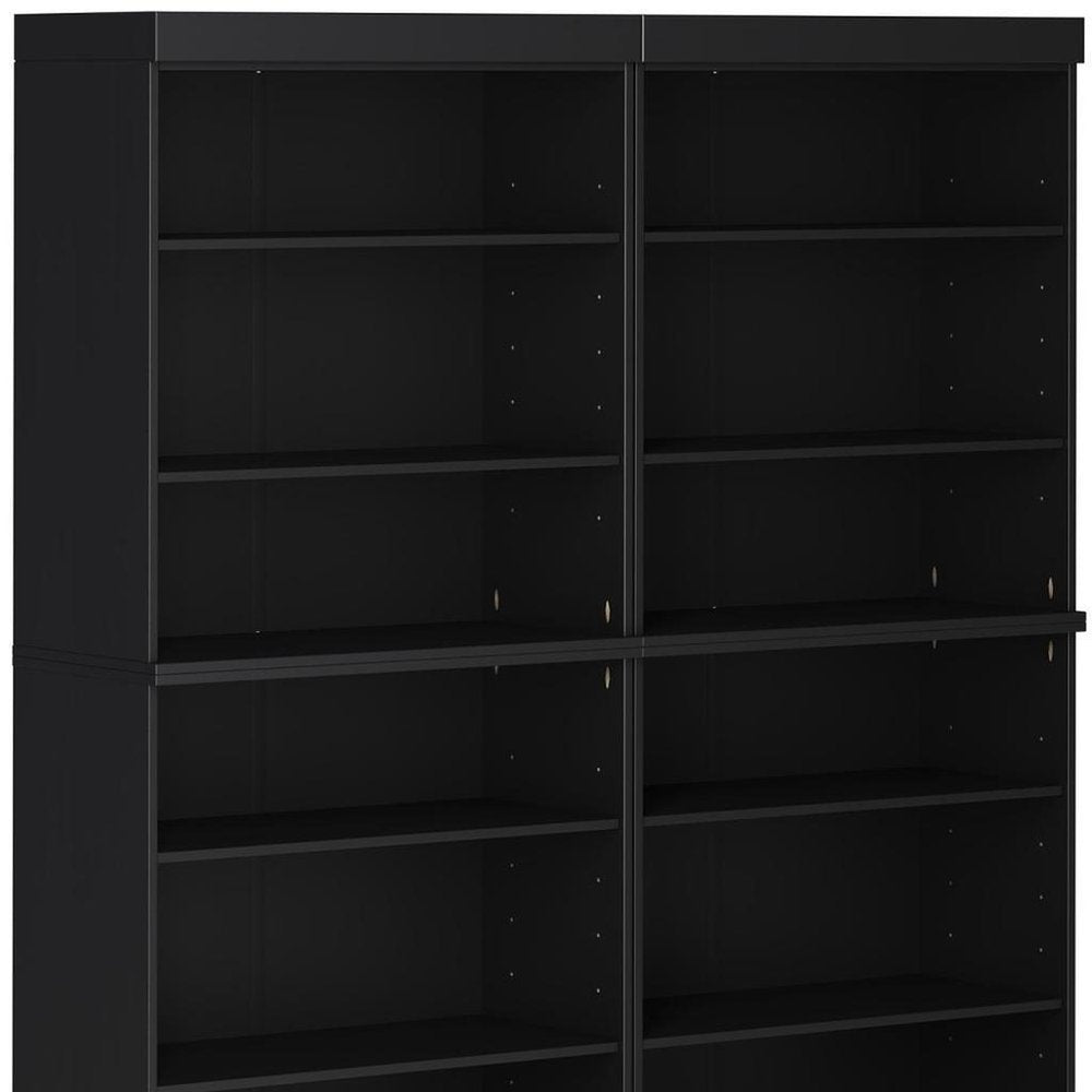 72" Black Solid Wood Adjustable Twelve Tier Library Bookcase — view 3