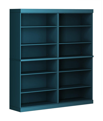 72" Teal Blue Solid Wood Adjustable Twelve Tier Library Bookcase