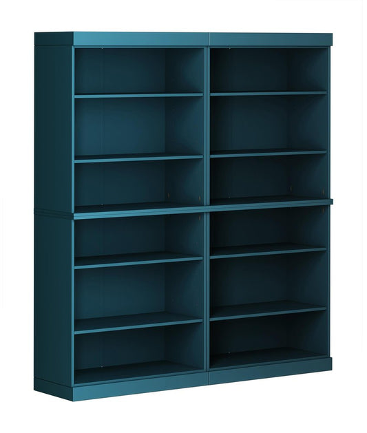 72" Teal Blue Solid Wood Adjustable Twelve Tier Library Bookcase