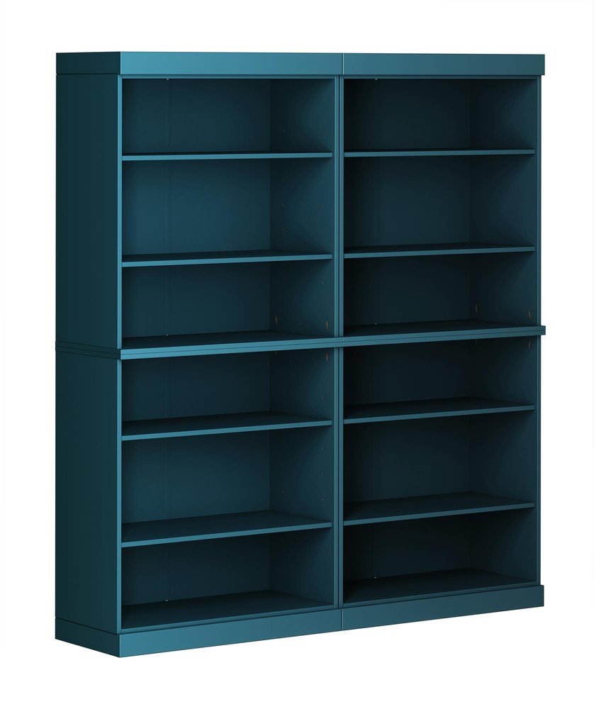 72" Teal Blue Solid Wood Adjustable Twelve Tier Library Bookcase HomeRoots