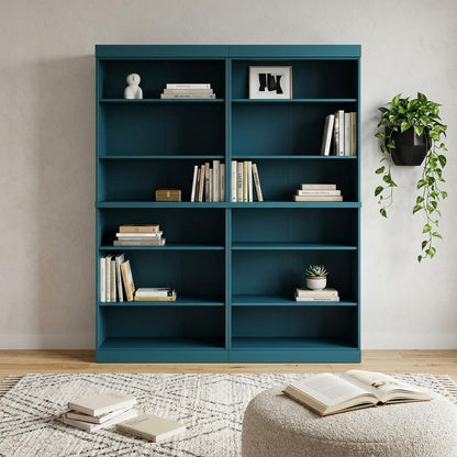 72" Teal Blue Solid Wood Adjustable Twelve Tier Library Bookcase HomeRoots