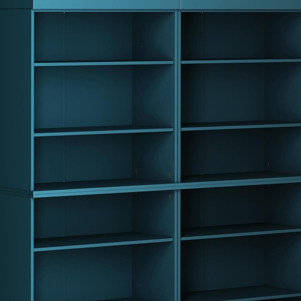 72" Teal Blue Solid Wood Adjustable Twelve Tier Library Bookcase — view 5