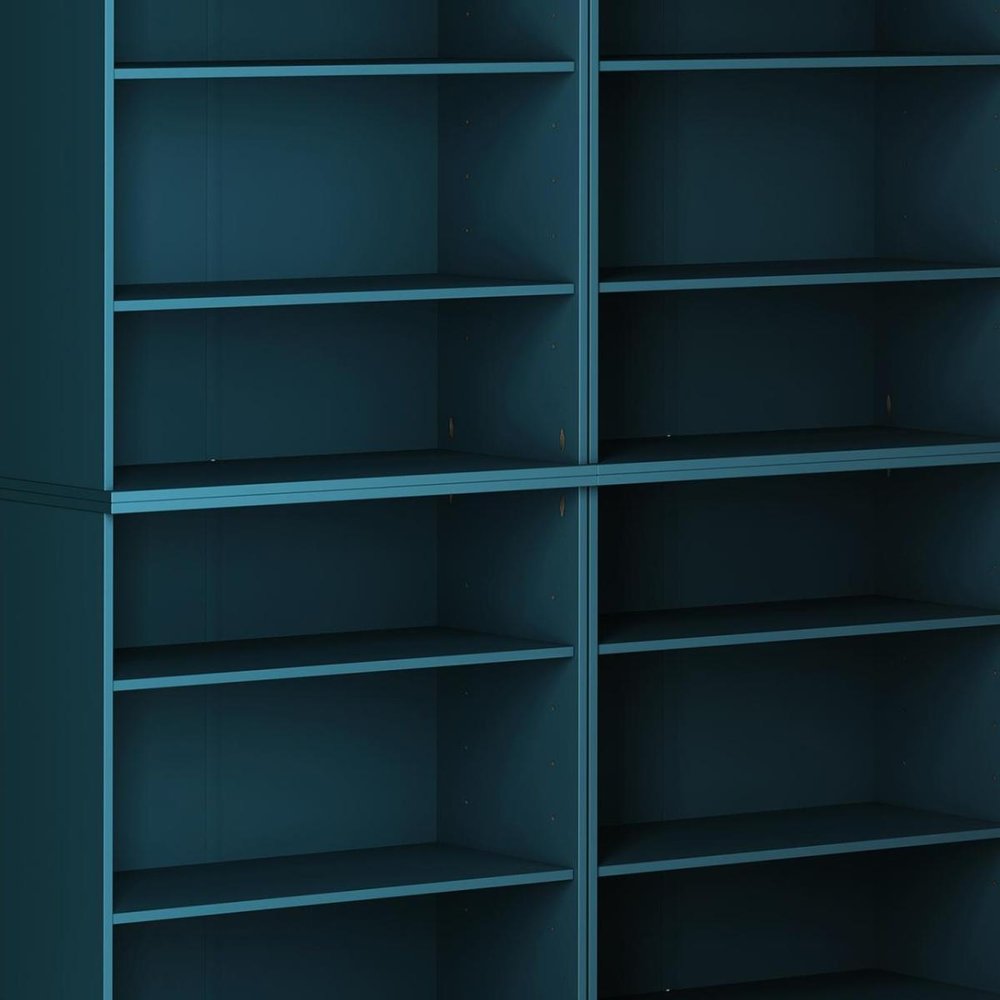 72" Teal Blue Solid Wood Adjustable Twelve Tier Library Bookcase — view 6
