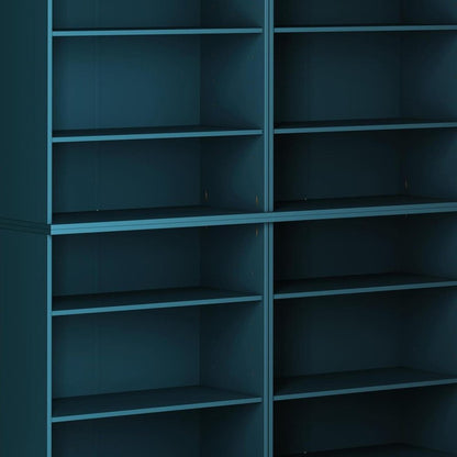 72" Teal Blue Solid Wood Adjustable Twelve Tier Library Bookcase