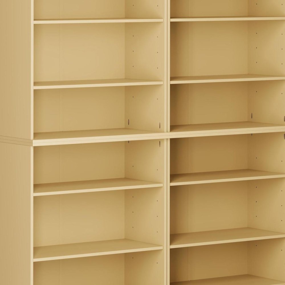 72" Yellow Solid Wood Adjustable Twelve Tier Library Bookcase