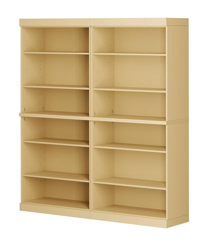 72" Yellow Solid Wood Adjustable Twelve Tier Library Bookcase