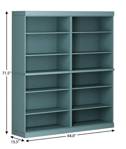 72" Aqua Solid Wood Adjustable Twelve Tier Library Bookcase HomeRoots