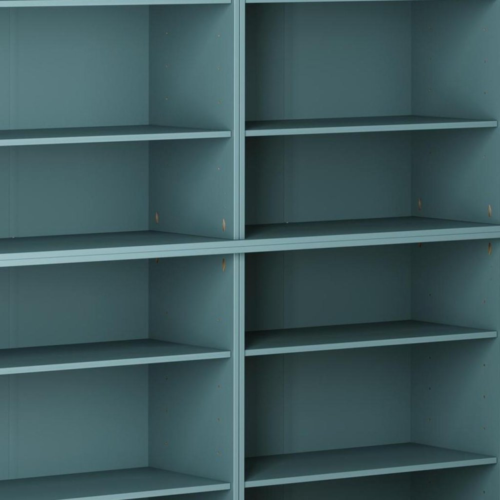 72" Aqua Solid Wood Adjustable Twelve Tier Library Bookcase HomeRoots
