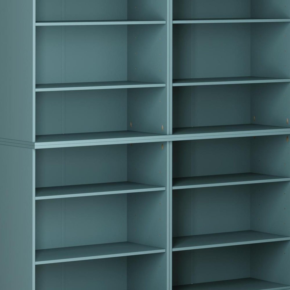 72" Aqua Solid Wood Adjustable Twelve Tier Library Bookcase