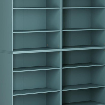 72" Aqua Solid Wood Adjustable Twelve Tier Library Bookcase