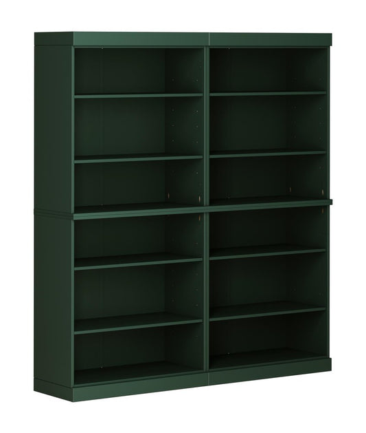 72" Green Solid Wood Adjustable Twelve Tier Library Bookcase