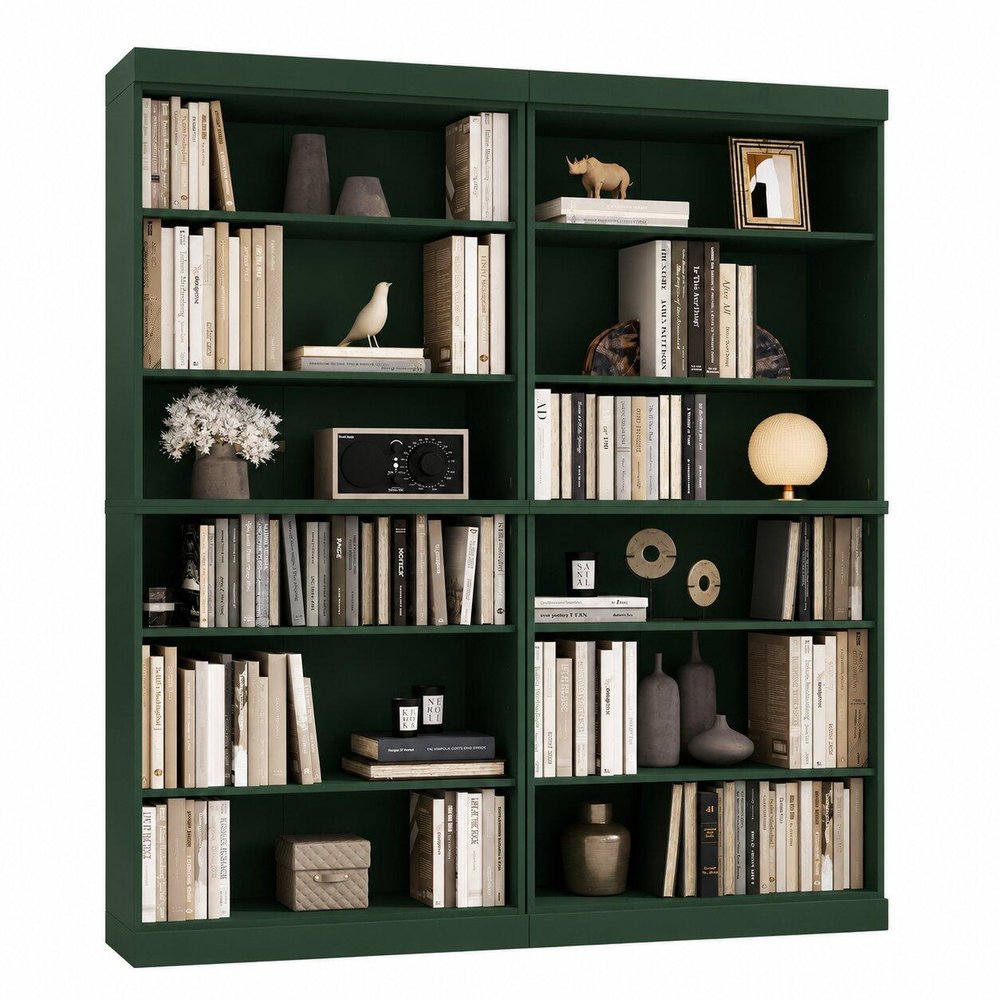 72" Green Solid Wood Adjustable Twelve Tier Library Bookcase — view 5