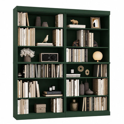 72" Green Solid Wood Adjustable Twelve Tier Library Bookcase HomeRoots