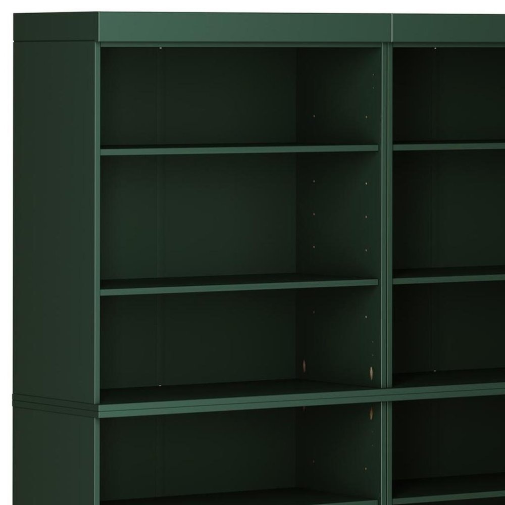 72" Green Solid Wood Adjustable Twelve Tier Library Bookcase — view 3