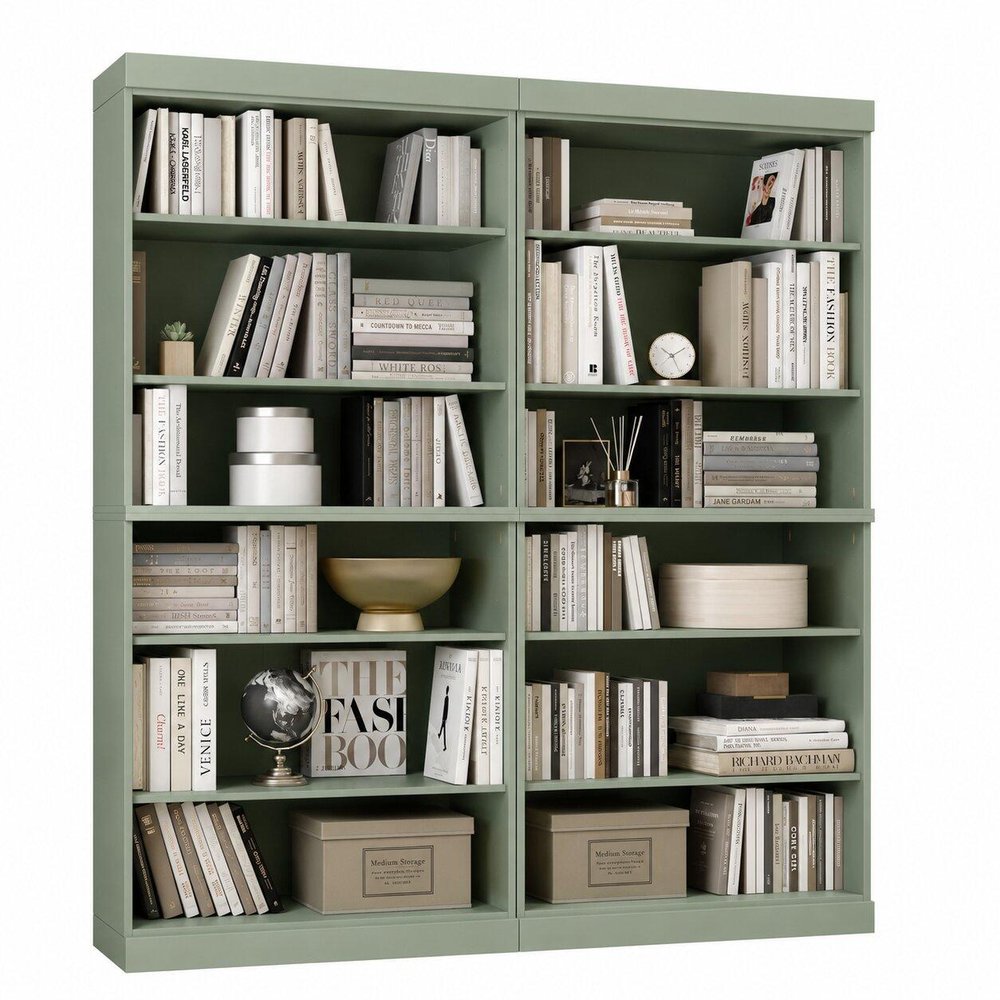 72" Sage Solid Wood Adjustable Twelve Tier Library Bookcase — view 6
