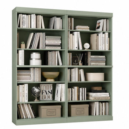 72" Sage Solid Wood Adjustable Twelve Tier Library Bookcase HomeRoots