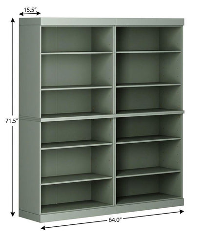72" Sage Solid Wood Adjustable Twelve Tier Library Bookcase HomeRoots