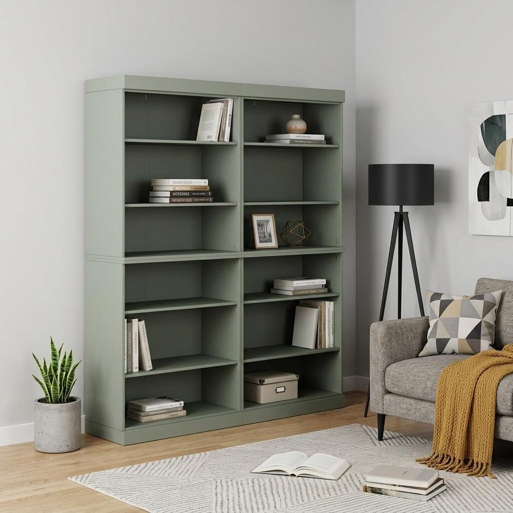 72" Sage Solid Wood Adjustable Twelve Tier Library Bookcase — view 5