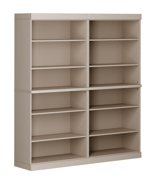 72" Beige Solid Wood Adjustable Twelve Tier Library Bookcase