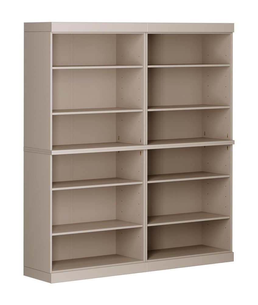 72" Beige Solid Wood Adjustable Twelve Tier Library Bookcase — view 1