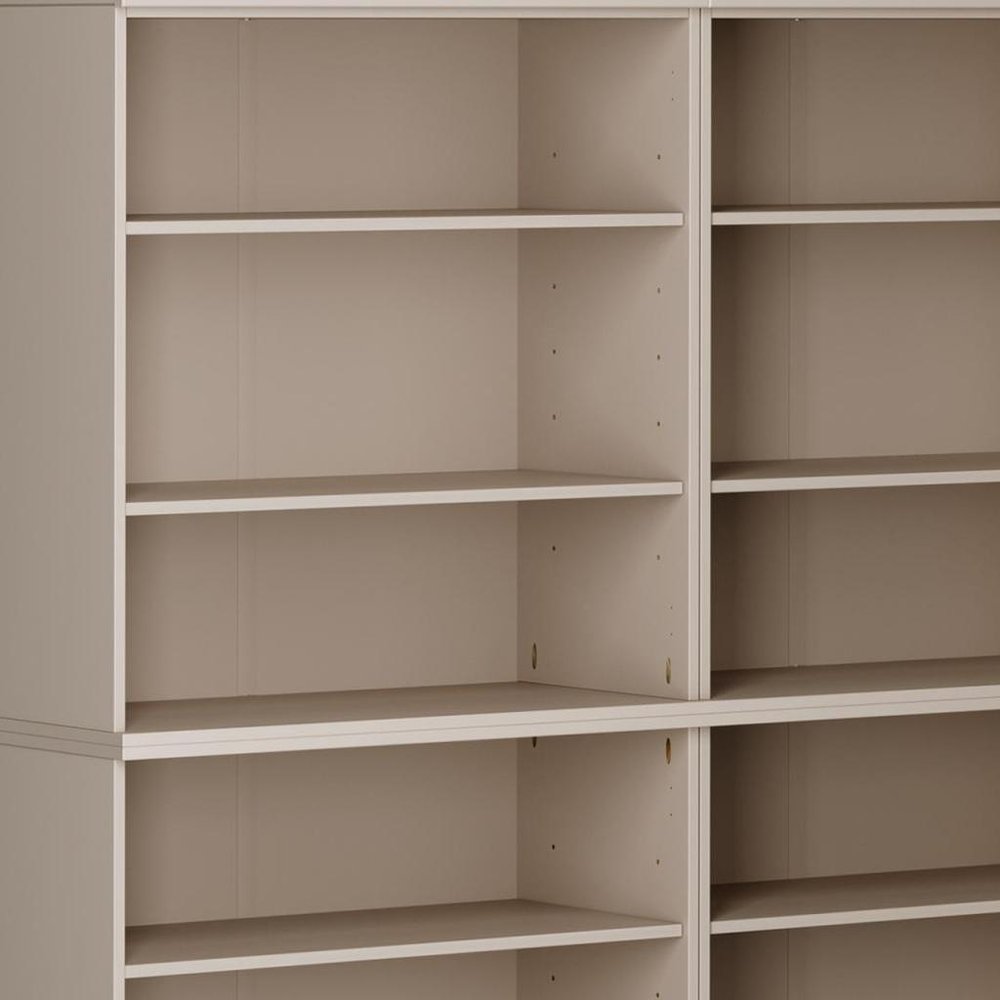 72" Beige Solid Wood Adjustable Twelve Tier Library Bookcase — view 3