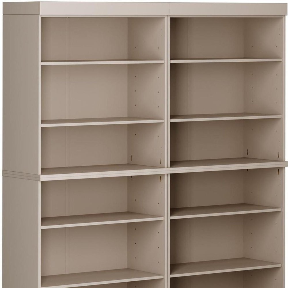 72" Beige Solid Wood Adjustable Twelve Tier Library Bookcase