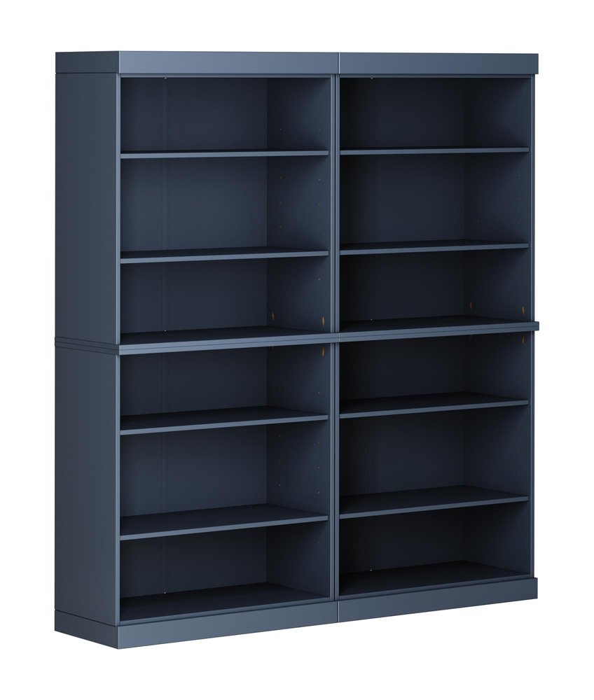 72" French Blue Solid Wood Adjustable Twelve Tier Library Bookcase HomeRoots