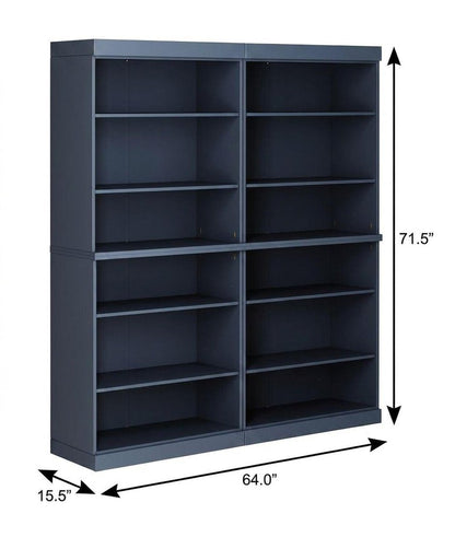72" French Blue Solid Wood Adjustable Twelve Tier Library Bookcase HomeRoots