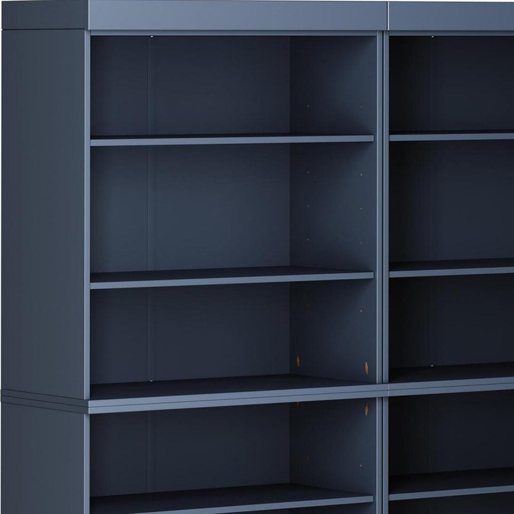 72" French Blue Solid Wood Adjustable Twelve Tier Library Bookcase HomeRoots